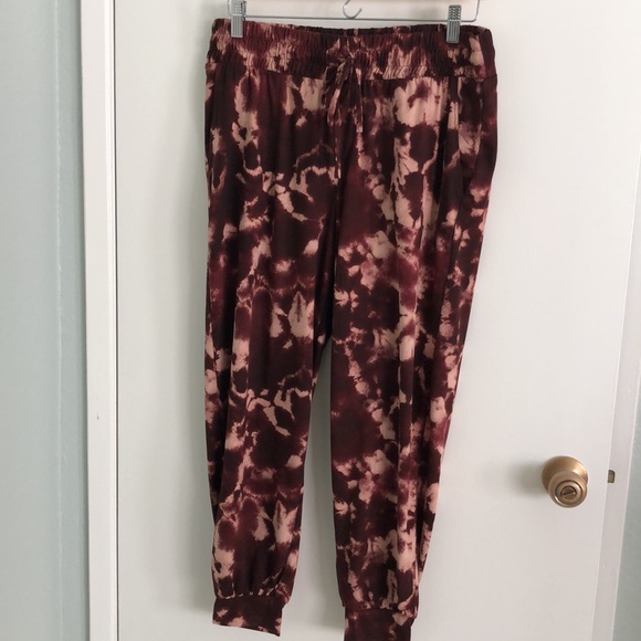 AnyBody Set of 2 Joggers in Medium Petite One in Taupe and One in Maroon Tie Dye - Picture 2 of 10